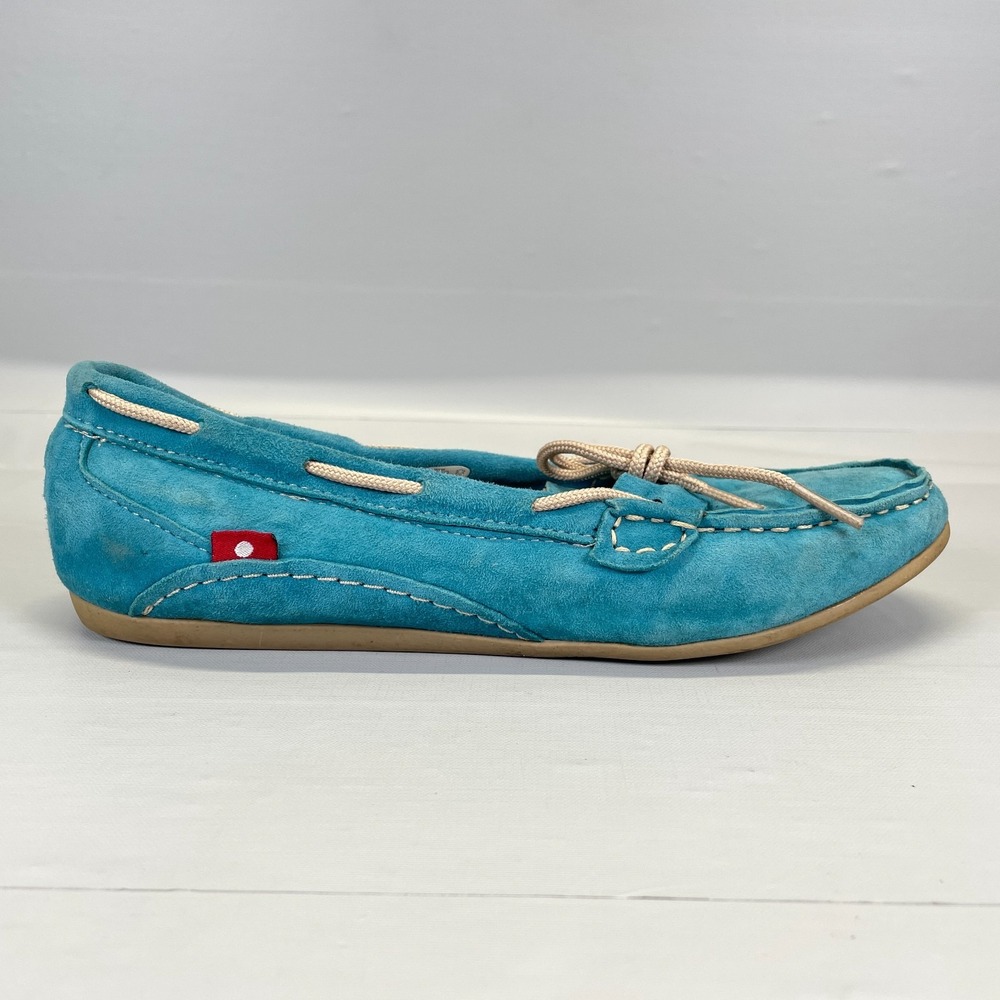 Oliberte Shoes Womens Size 38 US 7.5 Blue Suede Lace Up Casual Comfort Flats